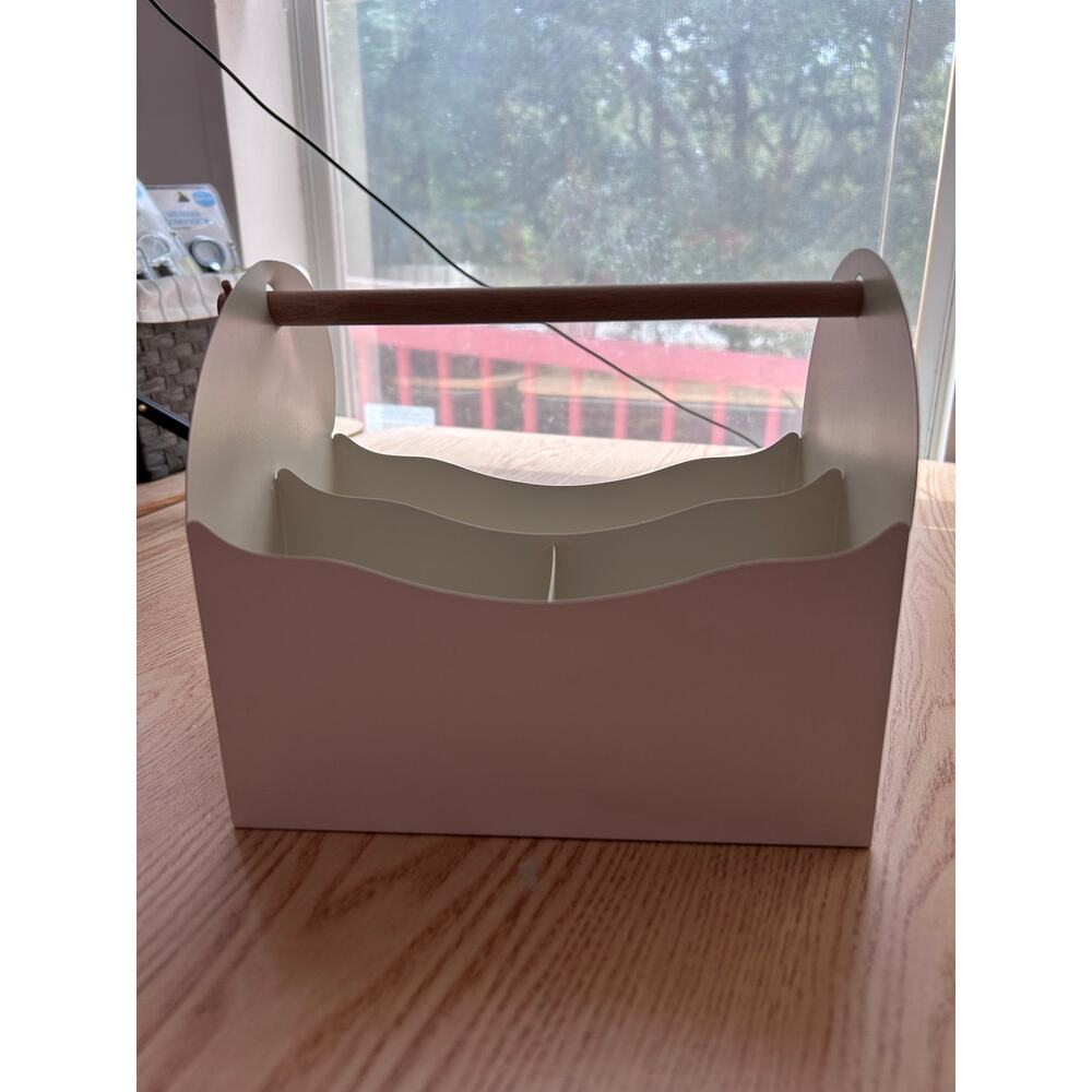 #383 New Metal Storage Caddy with Handle Cream size 7 3/4”x7”x5.5”
